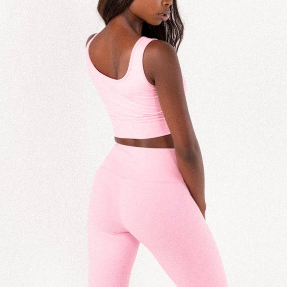MATCHING SET • Pink Cropped Legging + Scoop Neck - Picture 3 of 5